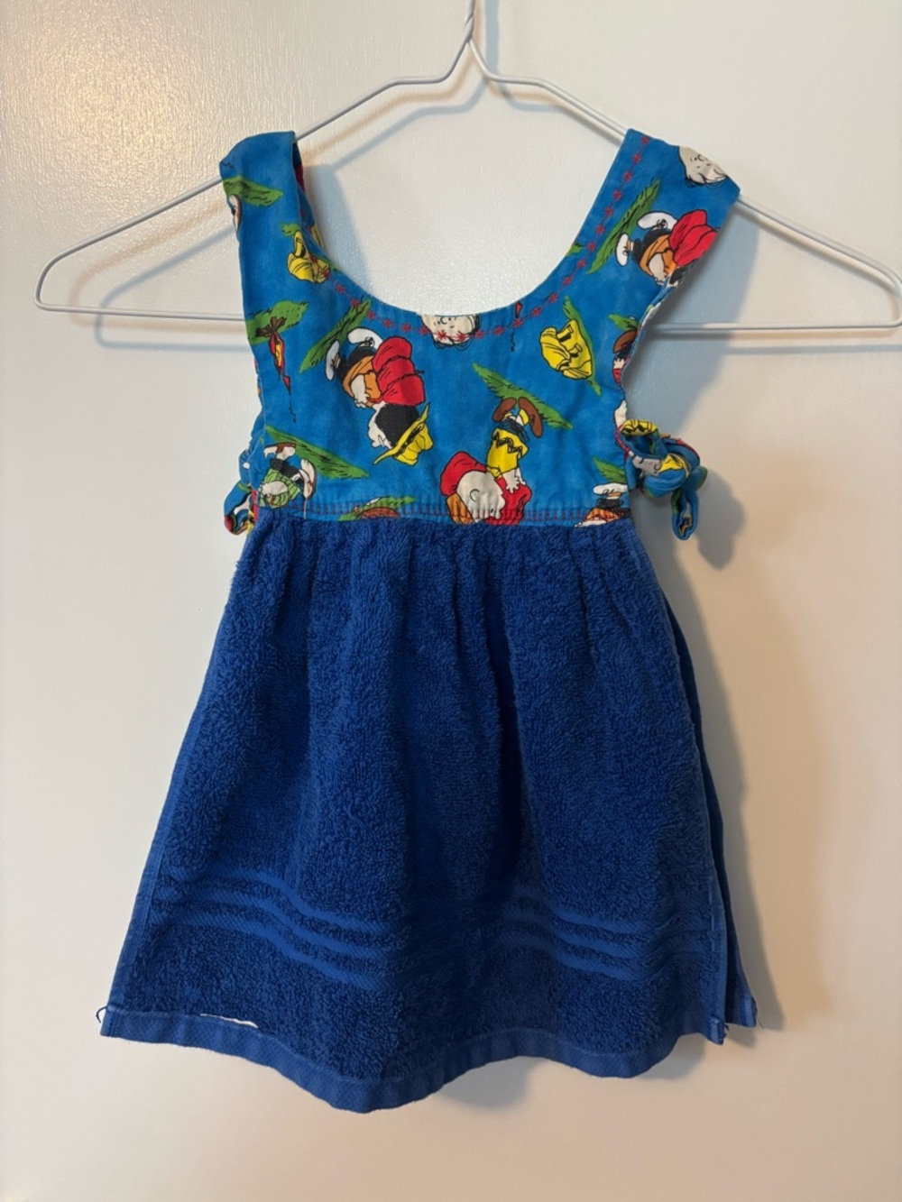 Handmade Terrycloth Charlie Brown Peanuts Blue Children’s Hand Sewn Apron